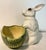 Mid 20th Century Mid 20th Century Large Italian Gump’s Porcelain Rabbit With Basketweave Bowl For Sale - Image 5 of 7