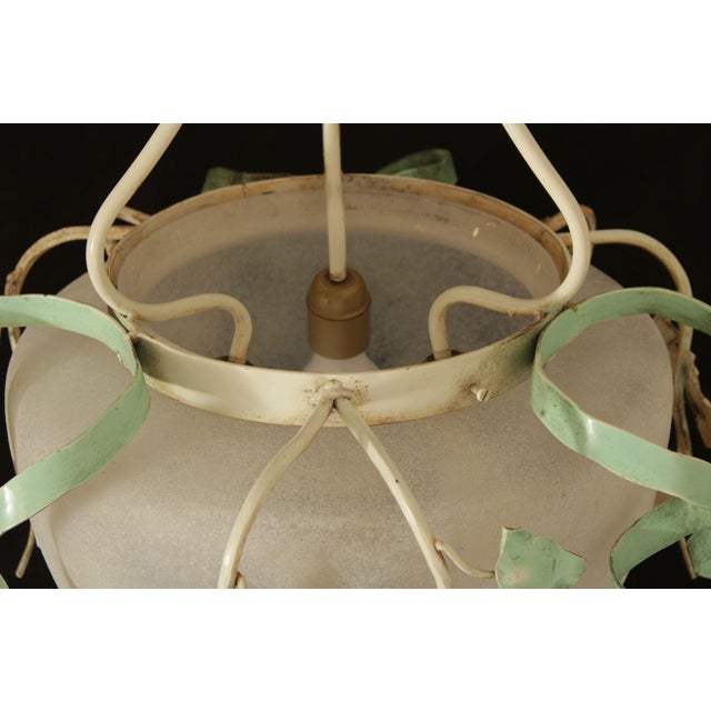 Tuscan Style Frosted Glass Tole Ware Chandelier For Sale - Image 10 of 12