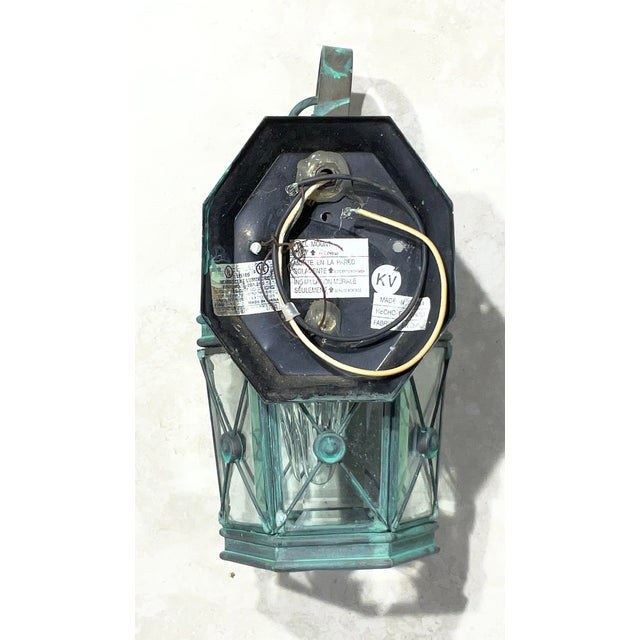 2000 - 2009 Vintage Petite Solid Brass Wall Lantern - 11” H X 5.5 W X 6” D For Sale - Image 5 of 7
