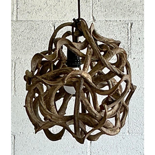Late 20th Century Vintage Boho Small Root Ball Lamp For Sale - Image 5 of 7