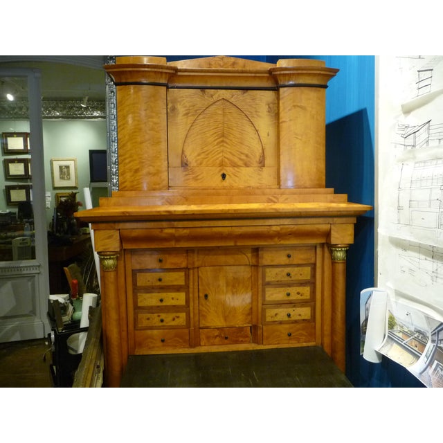 Mid 19th Century Biedermeier Large Cabinet Secretary Desk Golden Glowing Wood For Sale In Los Angeles - Image 6 of 9