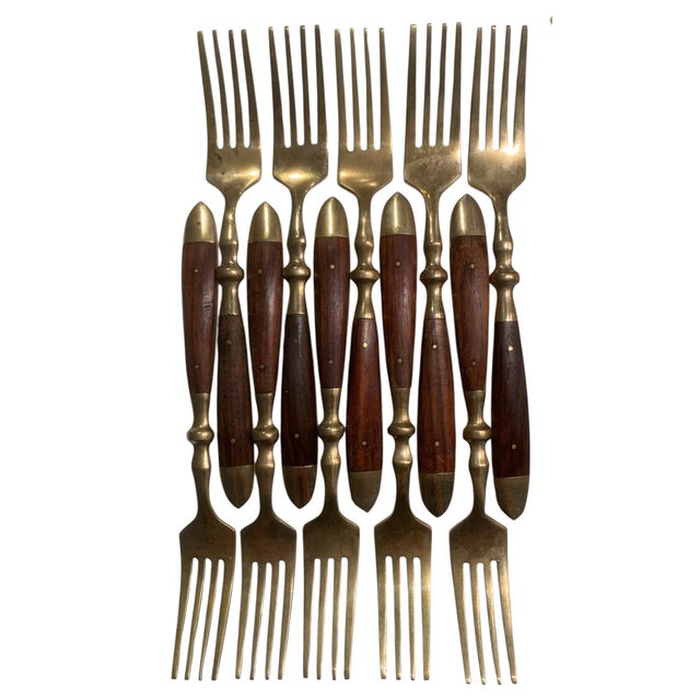1980s 1980s Lord Nelson Marco Polo Bronze and Rosewood Flatware - 50 pcs For Sale - Image 5 of 12