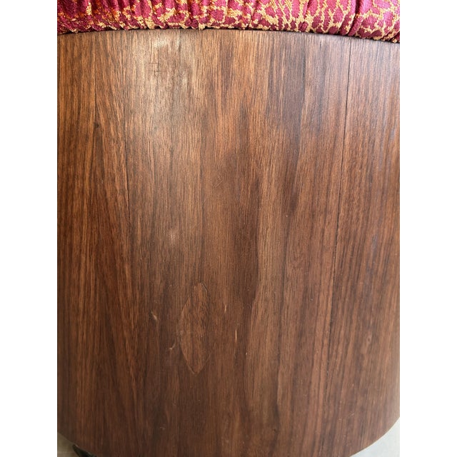 Wood Mid-Century Modern Leopard Print Velvet and Teak Pouf, Italy, 1970s For Sale - Image 7 of 12