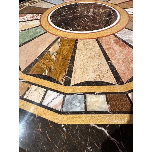 Gold Regency Style Carved Gilt Base Marble Specimen Top Round Center Table For Sale - Image 8 of 11