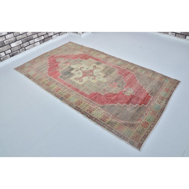 Handmade wool carpet in Turkish Anatolia , Vintage Oushak Rug,Turkish Vintage Anatolian Rug, Handmade wool Rug . One Of...