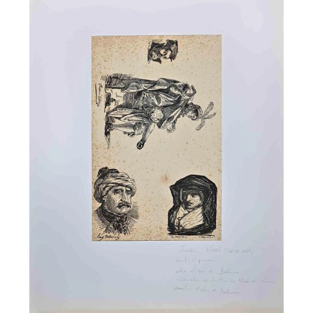 Portraits is an Original etching realized by Frédéric Villot (1809-1875) after Eugène Delacroix. Good condition on a...