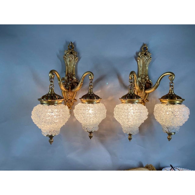 1980s French Louis XVI Gold Bronze Crystal Wall Lamps / Sconces - Pair For Sale - Image 18 of 18
