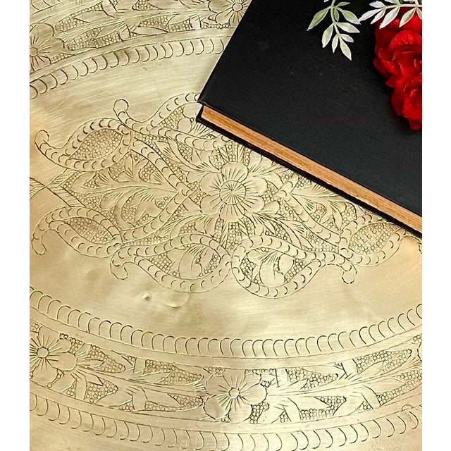 Mid 20th Century Moroccan Brass Vintage Serving Table Tray / Wall Hanging For Sale - Image 5 of 10