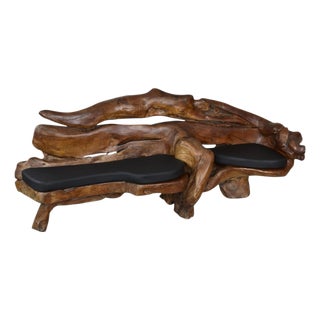 Freeform Sculptural Organic Modern Wood Sofa Bench For Sale