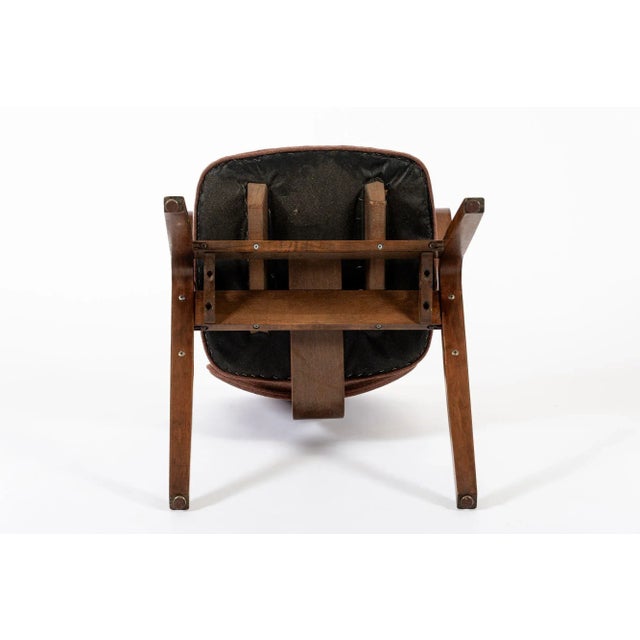 Brown Mid Century Plywood Arm Chairs by Joe Atkinson for Thonet, 3 Avail For Sale - Image 13 of 13