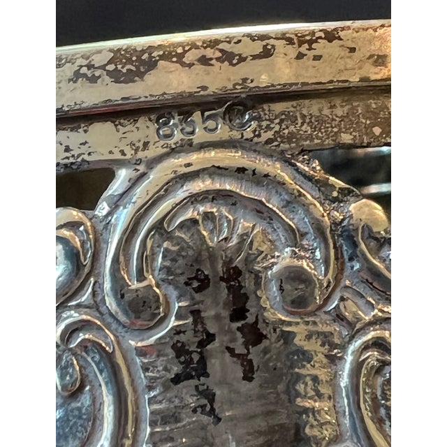 1920s 800 Silver Reticulated Cherubs, Roses and Scrolls Wine Bottle Coaster / Flower Frog For Sale In Atlanta - Image 6 of 13