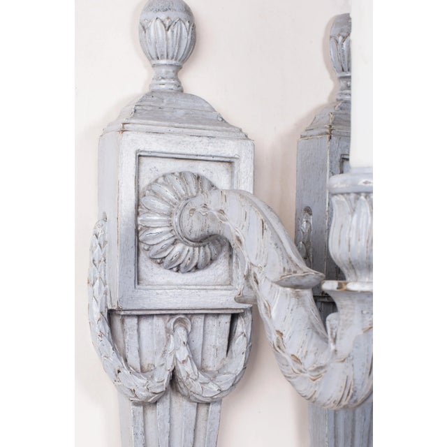 Traditional Early 20th Century Empire Style Painted Wood Sconces - a Pair For Sale - Image 3 of 6