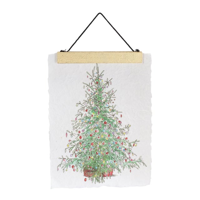 Contemporary Christmas Tree & Ice Skate Holiday Banner (Set of 2) For Sale - Image 3 of 3