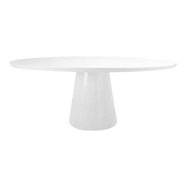 Matthew Izzo Home Jefferson Glossy White Lacquer Oval Pedestal Dining Table For Sale