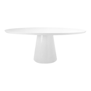 Matthew Izzo Home Jefferson Glossy White Lacquer Oval Pedestal Dining Table