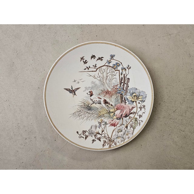 French Flora and Fauna Terre de Fer Plates from Sarreguemines, 1890, Set of 7 For Sale - Image 5 of 13