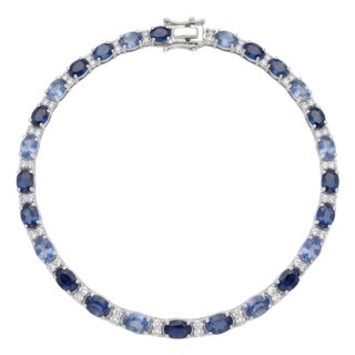 Natural 18k Gold Blue Sapphire 11.47ct & Diamond 0.45ct Bracelet For Sale