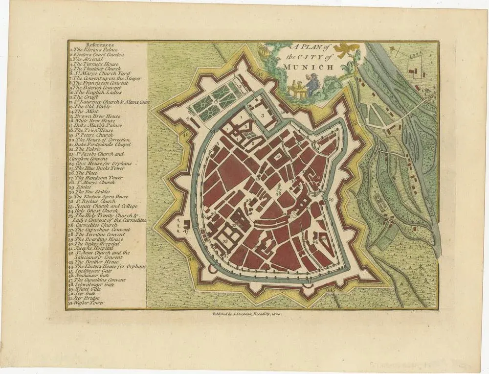 Antique Map of Munich by J. Stockdale, 1800 | Chairish