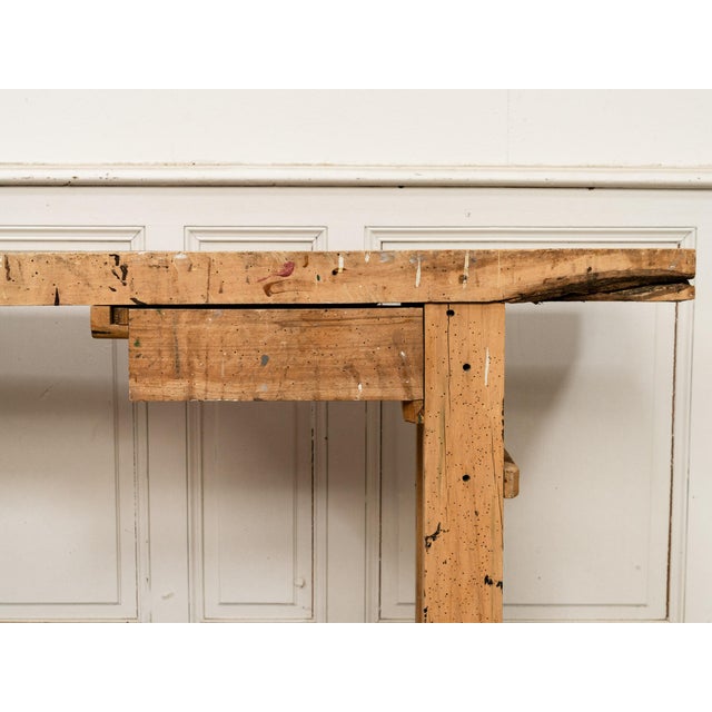 Light Yellow Small Vintage Workbench with Drawer, 1920 For Sale - Image 8 of 18
