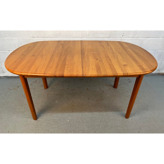 Brown Mid-Century Modern Teak Oval Extension Dining Table For Sale - Image 8 of 16