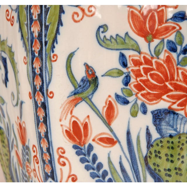 Delft Vases Polychrome Delftware Chinoiserie Baluster Beaker Vases Set of 3 For Sale - Image 6 of 16