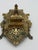 Vintage Elaborate Brass Desk Inkwell Stand With Pen Trays For Sale - Image 4 of 9