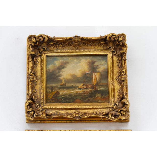 Sailing Boats, 20th Century, Oil Paintings, Framed, Set of 2 For Sale - Image 14 of 18
