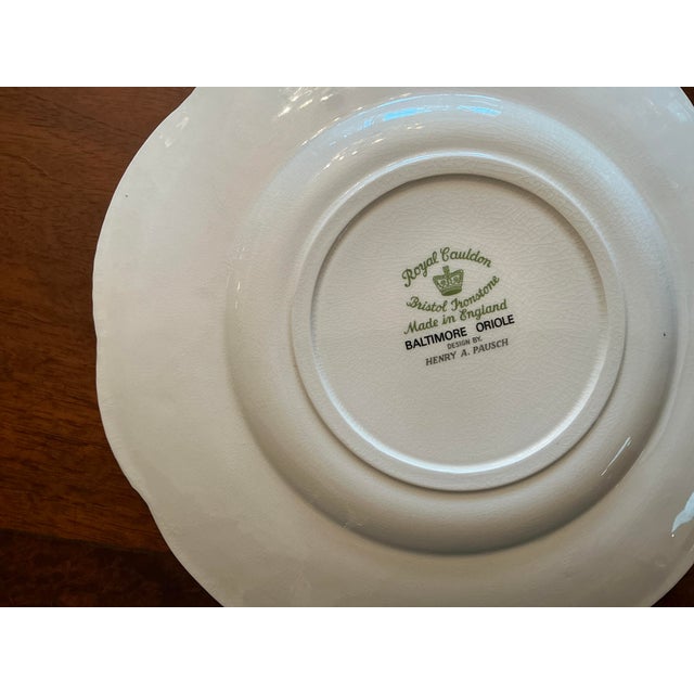 Set of 8 Royal Cauldon Dinner Plates “Aviary” Pattern Bristol Ironstone For Sale - Image 9 of 9