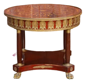 Antique French Empire Round Marquetry Table