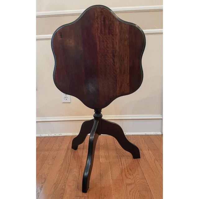 Mid 20th Century Scallop Mahogany Tilt Top Side Table Antique For Sale - Image 5 of 12