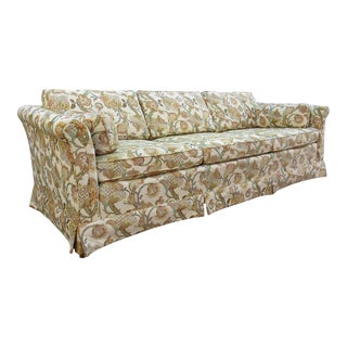 Vintage Ethan Allen Traditional Classics Sofa With Earth Tone Floral Fabric For Sale