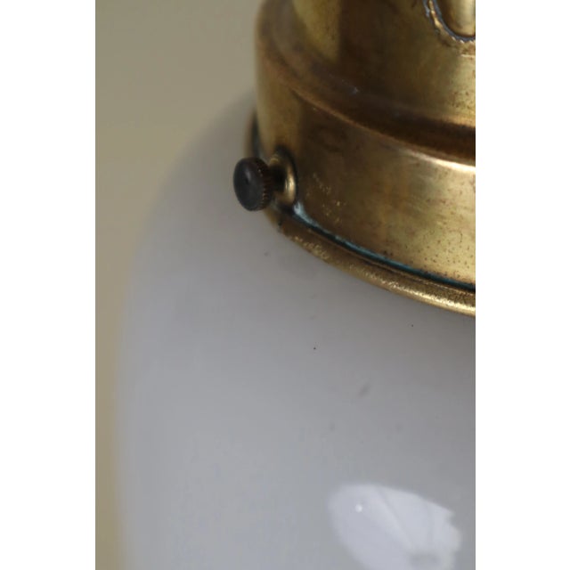 Art Nouveau Hanging Lamp in White Glass and Brass, 1920 For Sale - Image 11 of 18