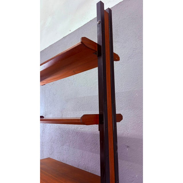 Mid-Century Modern Modular Wall Unit in Veneer and Black Metal Cabinet, Europe, 1960s For Sale - Image 9 of 18