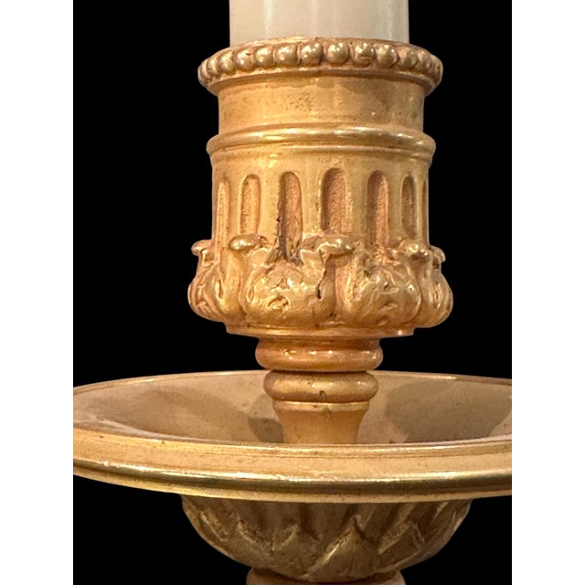 Pair of Large English Regency Style Gilded Bronze 3 Light Sconces by Edward F. Caldwell For Sale - Image 10 of 10