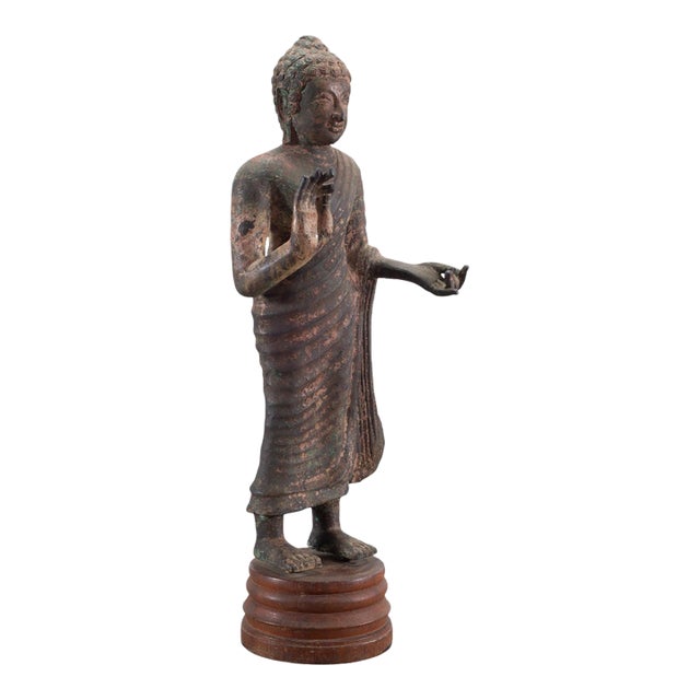 South Asian Cast Iron Buddha Figure Abhaya Mudra Pose 3 Ft For Sale