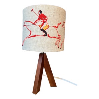 Polo Players Original Hand Painted Whimsical Lamp by Pauline De Roussy De Sales For Sale