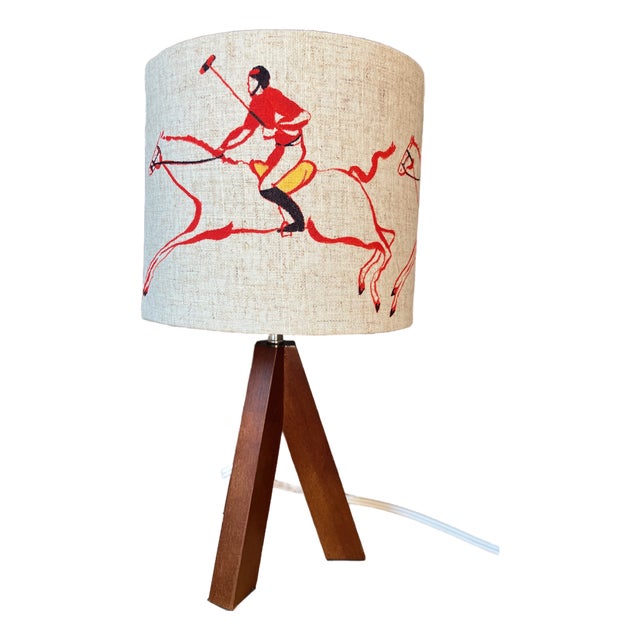Polo Players Original Hand Painted Whimsical Lamp by Pauline De Roussy De Sales For Sale