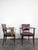 Bridge Chairs in Oak and Burgundy Imitation Leather, 1940s, Set of 2, in Very Good conditions. Designed 1920 to 1949