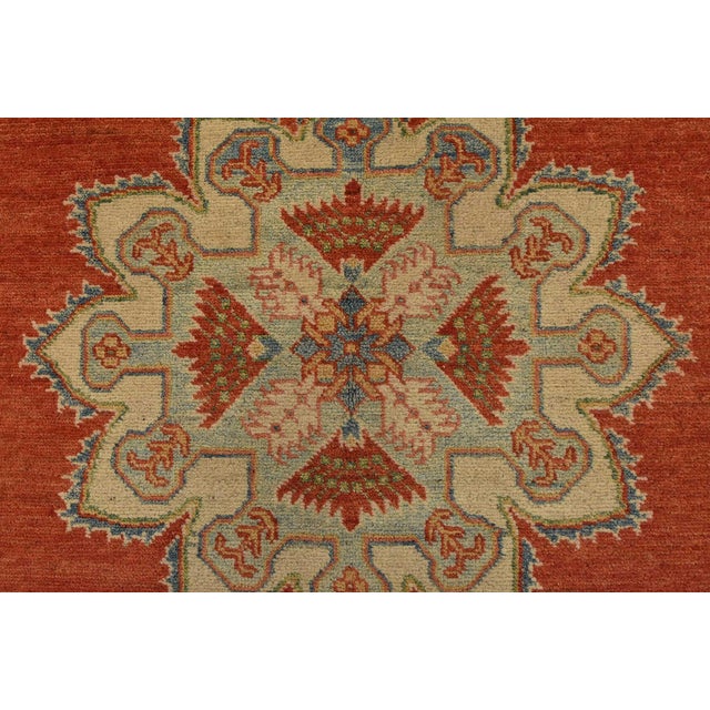 Kazak Runner 4’11” X 13′ Red Wool Tribal Hand-Knotted Oriental Carpet For Sale - Image 9 of 13