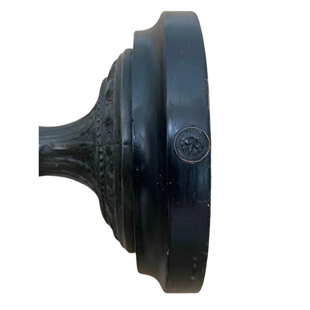 1940 French Black Spelter Ram Head Handles Urn For Sale In San Diego - Image 6 of 8