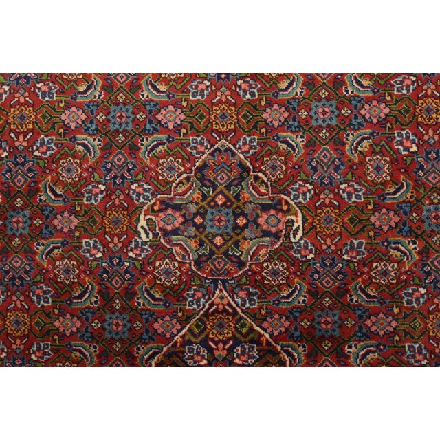 Sarouk Rug 8’3” X 10’11” Red Wool Vintage Traditional Hand-Knotted Carpet For Sale - Image 9 of 15