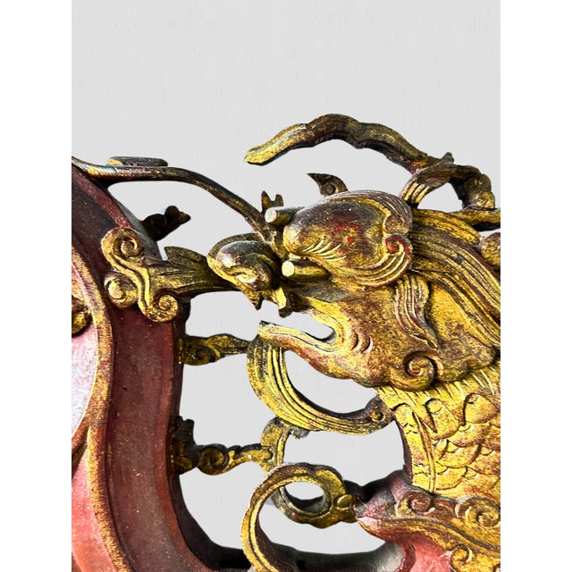 Antique Chinese Carved and Painted Mirror For Sale - Image 11 of 12