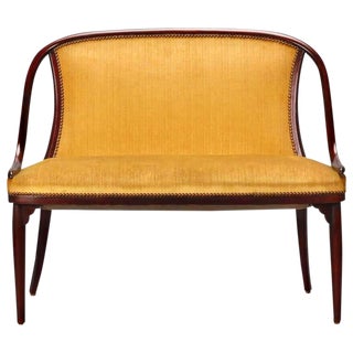 Thonet Settee with Mustard Color Fabric For Sale