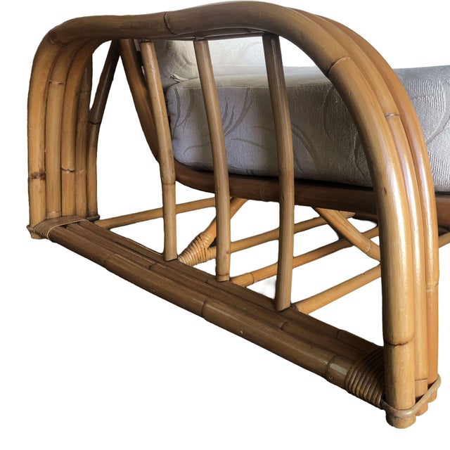 Restored 3-Strand 3 Seat Rattan Sectional Sofa by Paul Laszlo for Ficks Reed For Sale In Los Angeles - Image 6 of 15