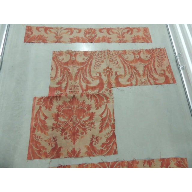 Vintage Red and Silver Fortuny Fabric Fragments #5 For Sale In Tampa - Image 6 of 7
