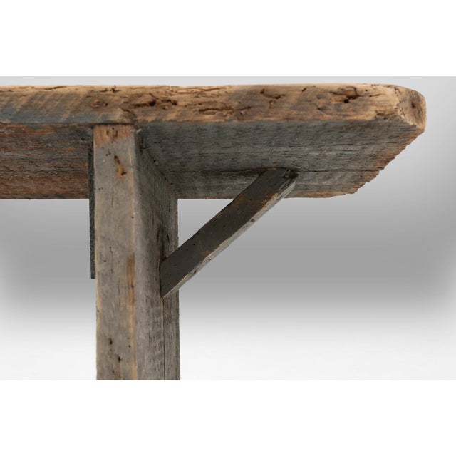 Industrial Grey Wooden Bench, France, 1890s For Sale - Image 4 of 11