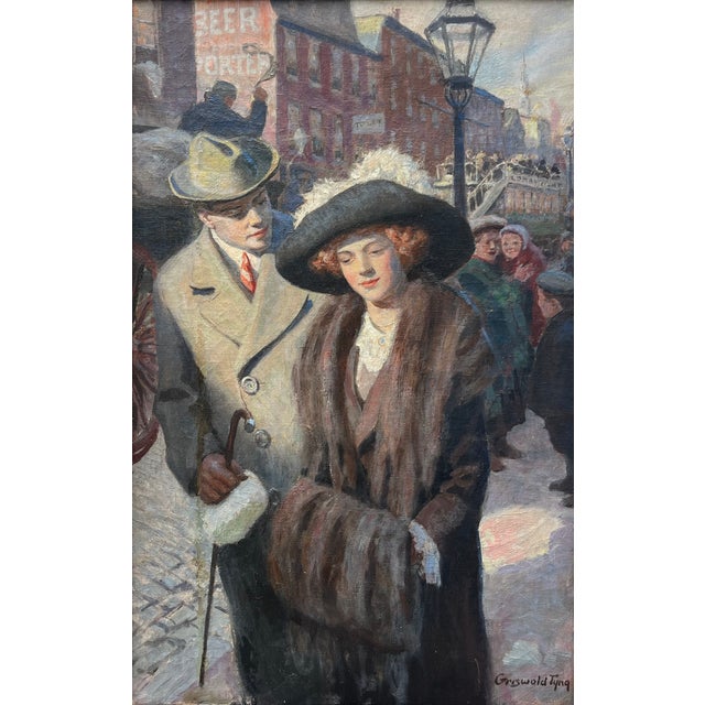 American Illustration Boston Genre Scene, circa 1914 by Griswold Tyng. This image is an oil painting on canvas, titled,...