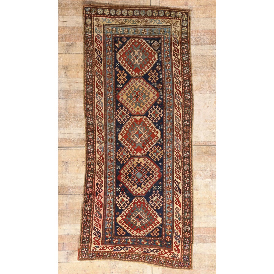 Late 19th Century Caucasian Kazak Rug, 04'00 X 09'01 | Chairish