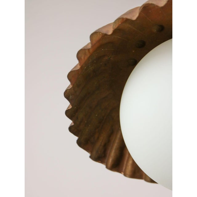 Metal Mid-Century Italian Copper and Opaline Pendant Lamp For Sale - Image 7 of 18