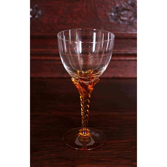 Handmade. Twisted leg. Czech lead crystal. Very good condition without dents or cracks. The glasses were made in the...